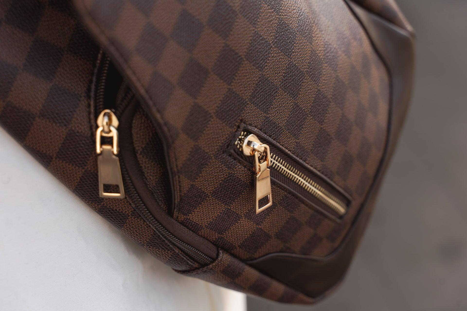 FR Fashion Co. - Checkered Print Leather Sling Bag