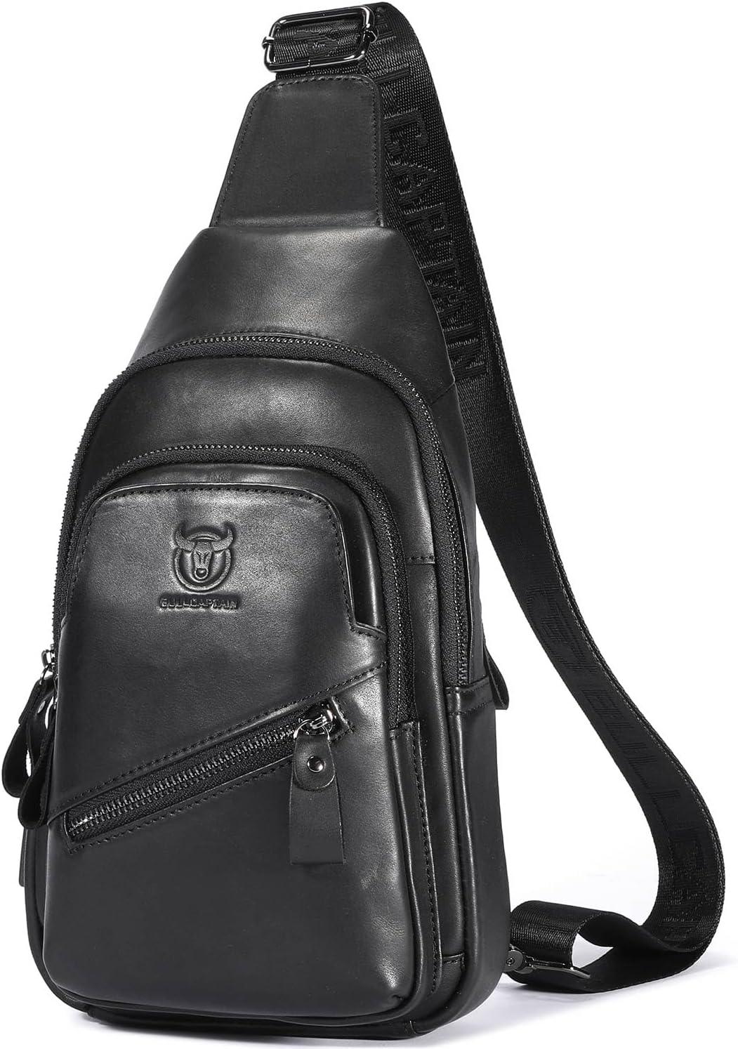 FR Fashion Co. 12" Men's Leather Crossbody Chest Bag - FR Fashion Co. 