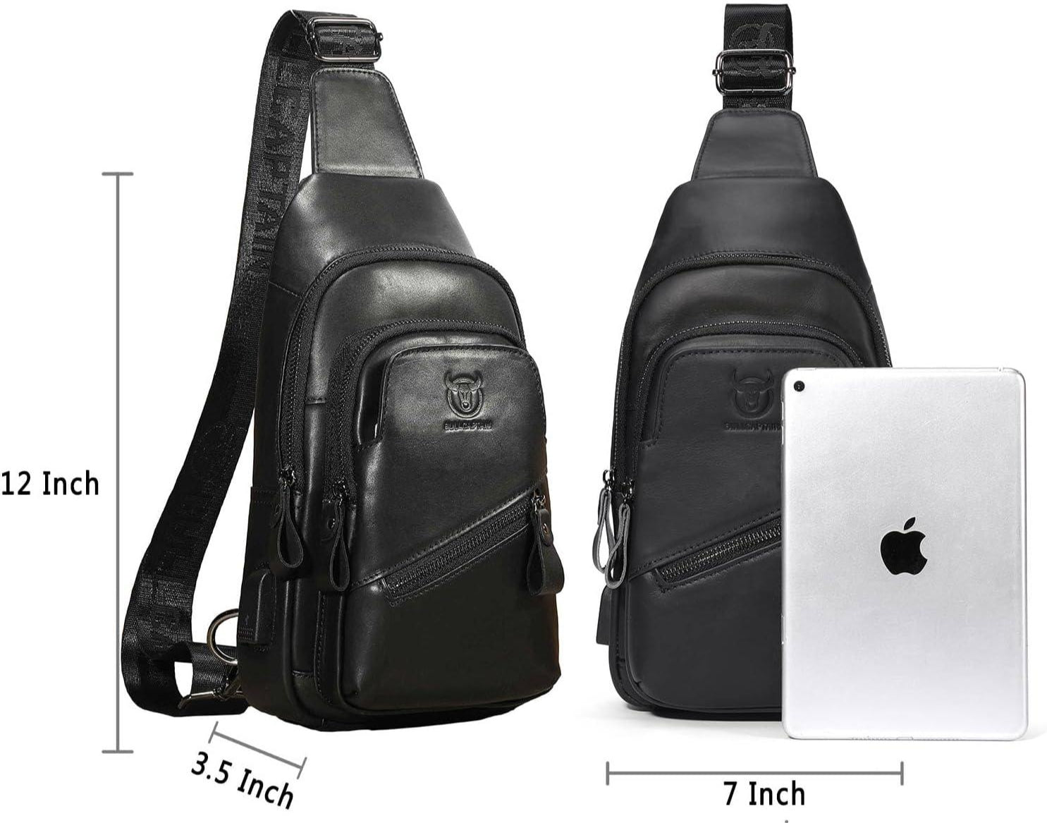 FR Fashion Co. 12" Men's Leather Crossbody Chest Bag - FR Fashion Co.