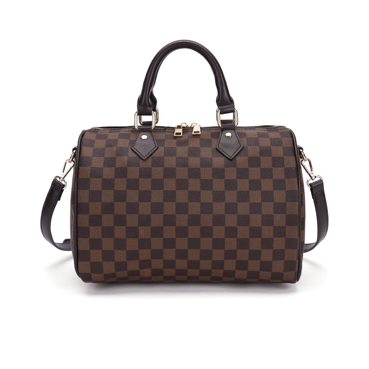 FR Fashion Co. 11" Women's Checkered Tote Shoulder Bag with Inner Pouch - FR Fashion Co.