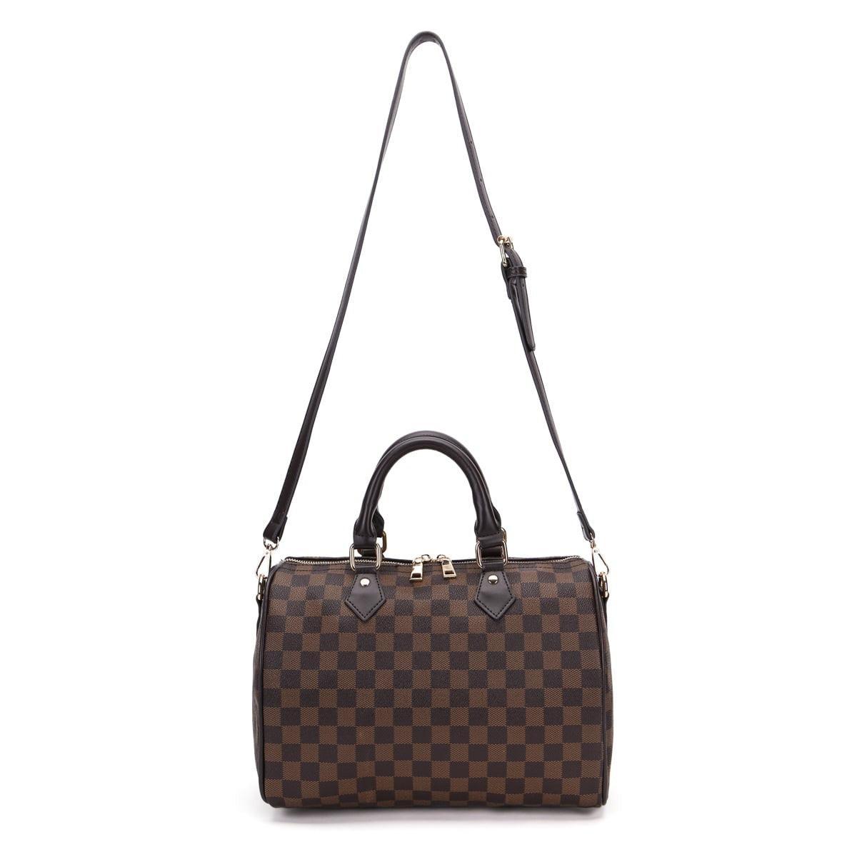 FR Fashion Co. 11" Women's Checkered Tote Shoulder Bag with Inner Pouch - FR Fashion Co.