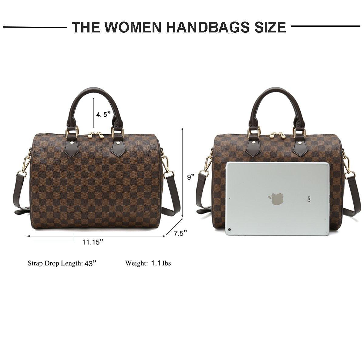 FR Fashion Co. 11" Women's Checkered Tote Shoulder Bag with Inner Pouch - FR Fashion Co.