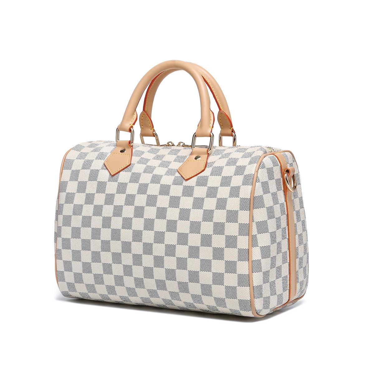 FR Fashion Co. 17" Women's Checkered Tote Shoulder Bag - FR Fashion Co.