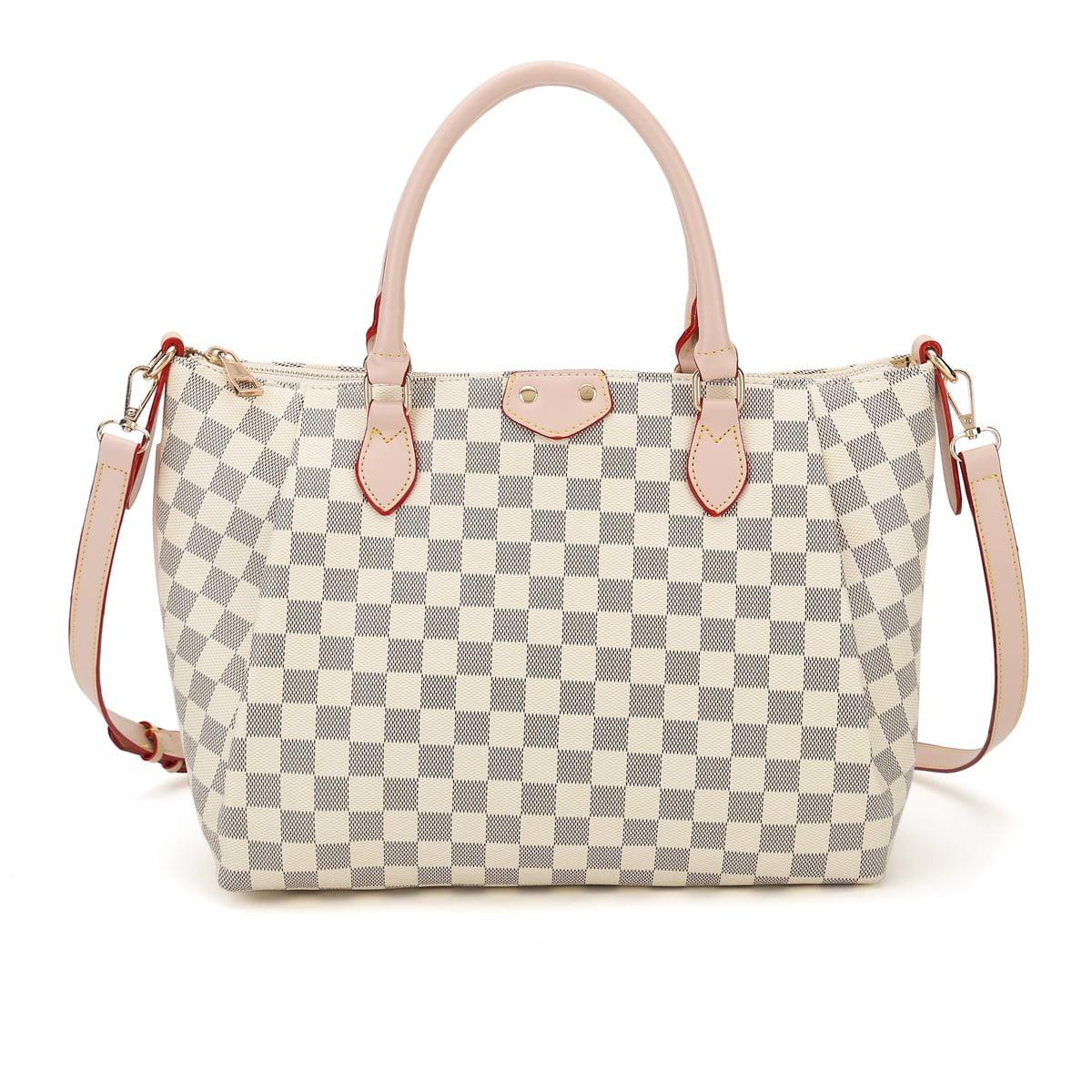 FR Fashion Co. 17" Women's Checkered Tote Shoulder Bag - FR Fashion Co.