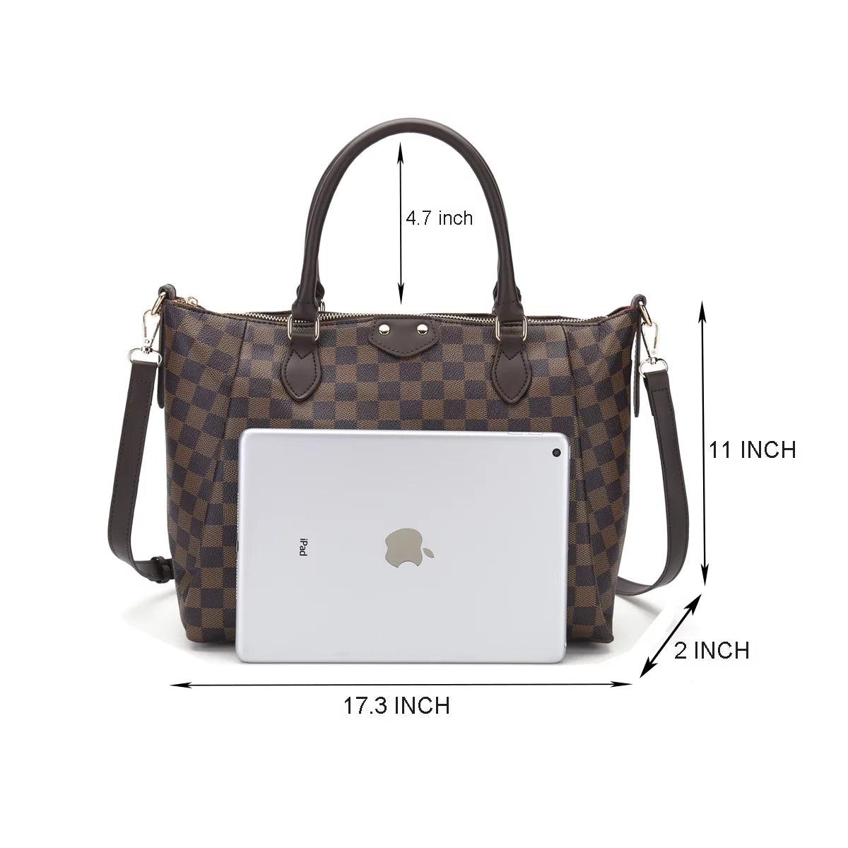 FR Fashion Co. 17" Women's Checkered Tote Shoulder Bag - FR Fashion Co.