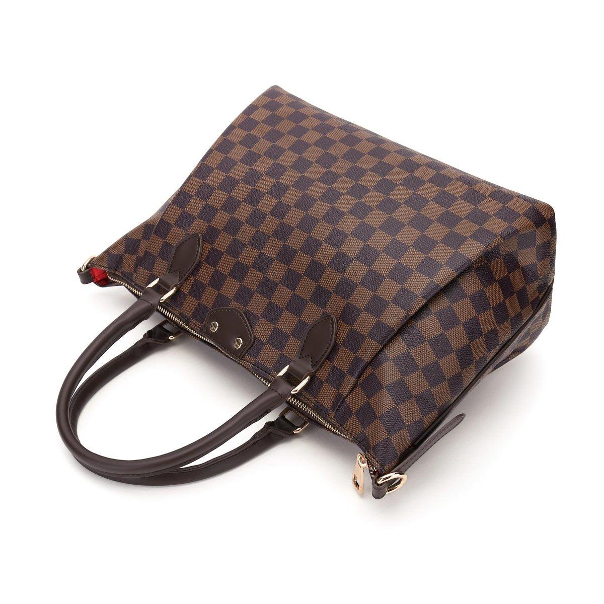 FR Fashion Co. 17" Women's Checkered Tote Shoulder Bag - FR Fashion Co.
