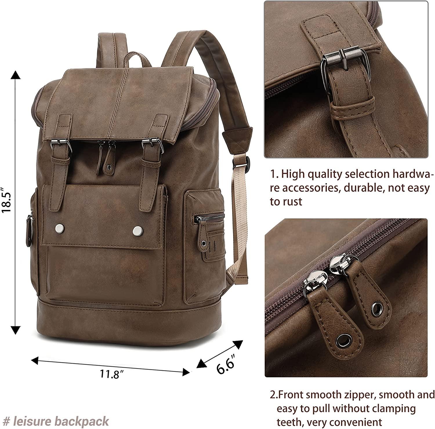 FR Fashion Co. 18" Men's Vintage Leather Backpack - FR Fashion Co.