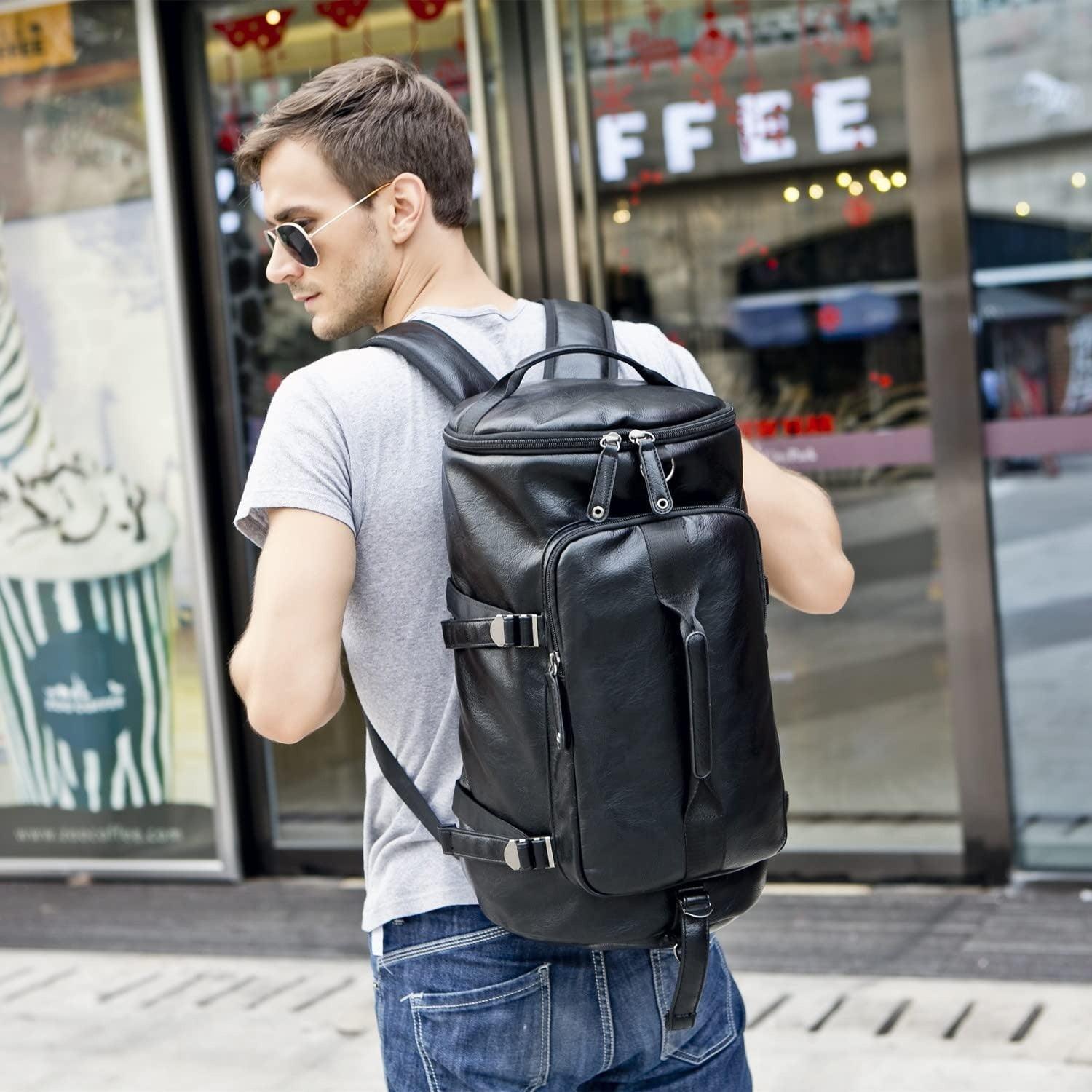 FR Fashion Co. 20" Men's Versatile Leather Duffel Bag - FR Fashion Co.