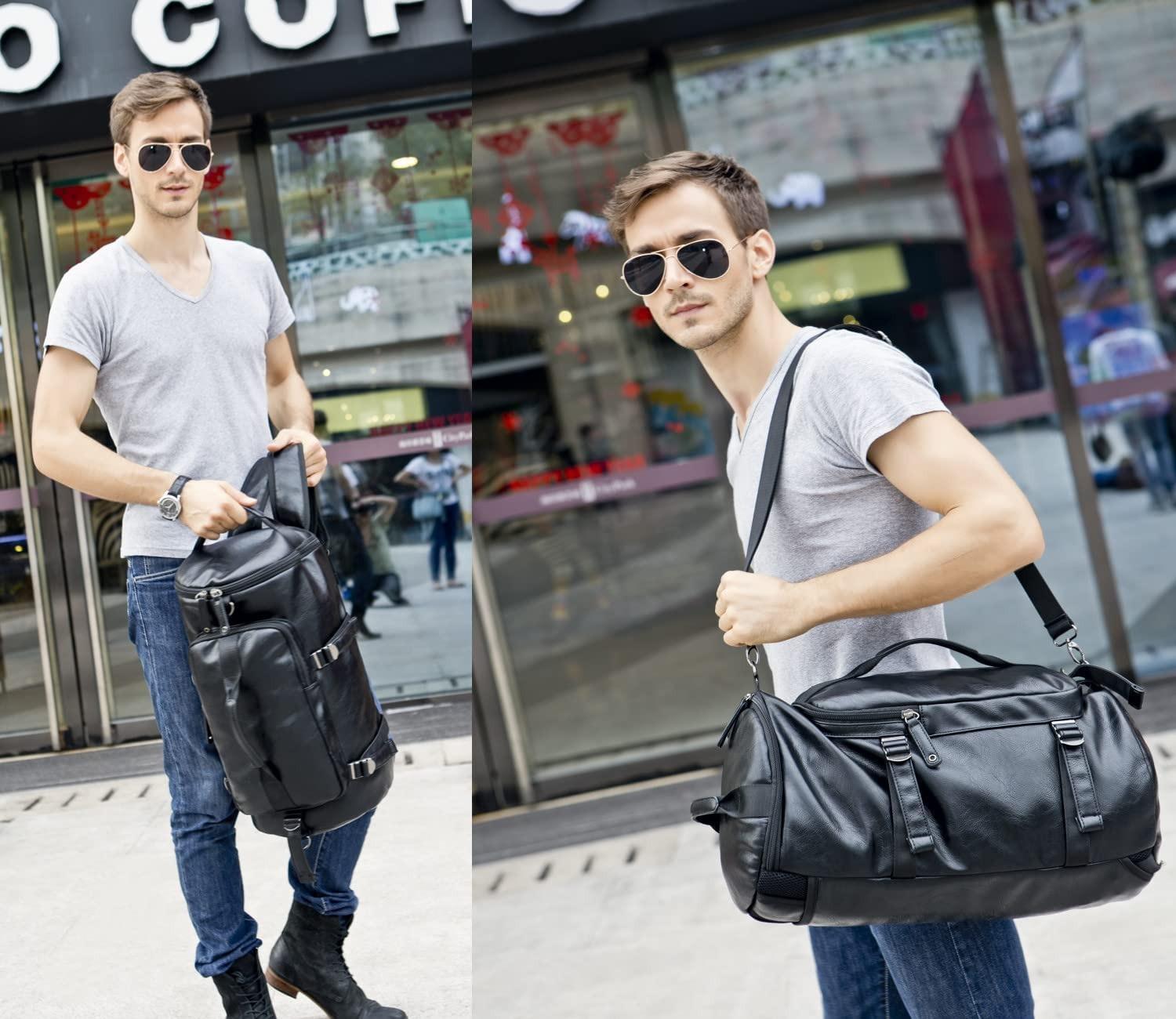 FR Fashion Co. 20" Men's Versatile Leather Duffel Bag - FR Fashion Co.