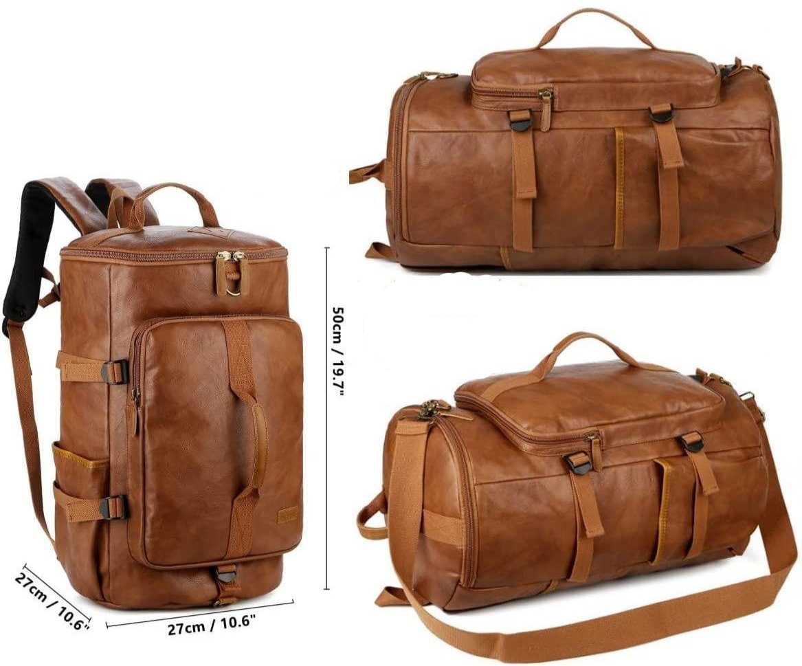 FR Fashion Co. 20" Men's Versatile Leather Duffel Bag - FR Fashion Co.