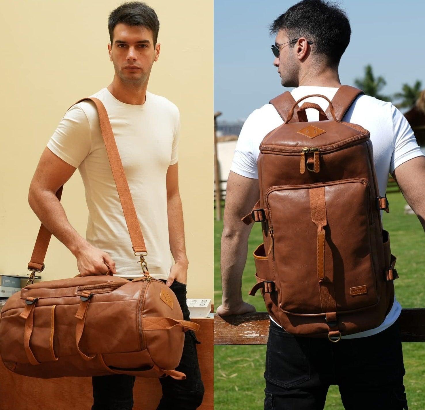 FR Fashion Co. 20" Men's Versatile Leather Duffel Bag - FR Fashion Co.