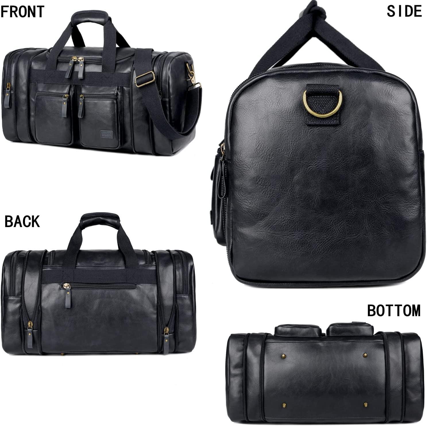 FR Fashion Co. 21" Men's Leather Expandable Duffel Bag - FR Fashion Co.