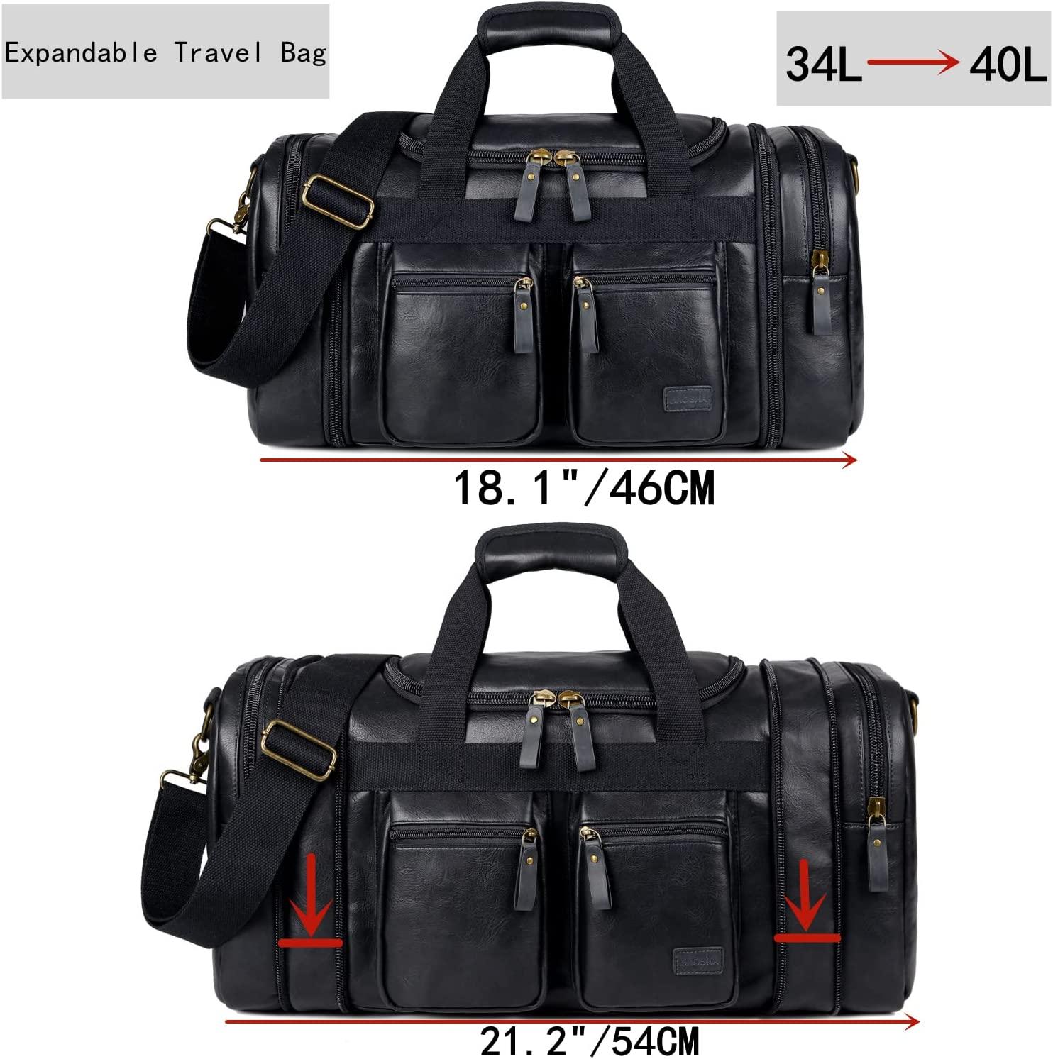 FR Fashion Co. 21" Men's Leather Expandable Duffel Bag - FR Fashion Co.