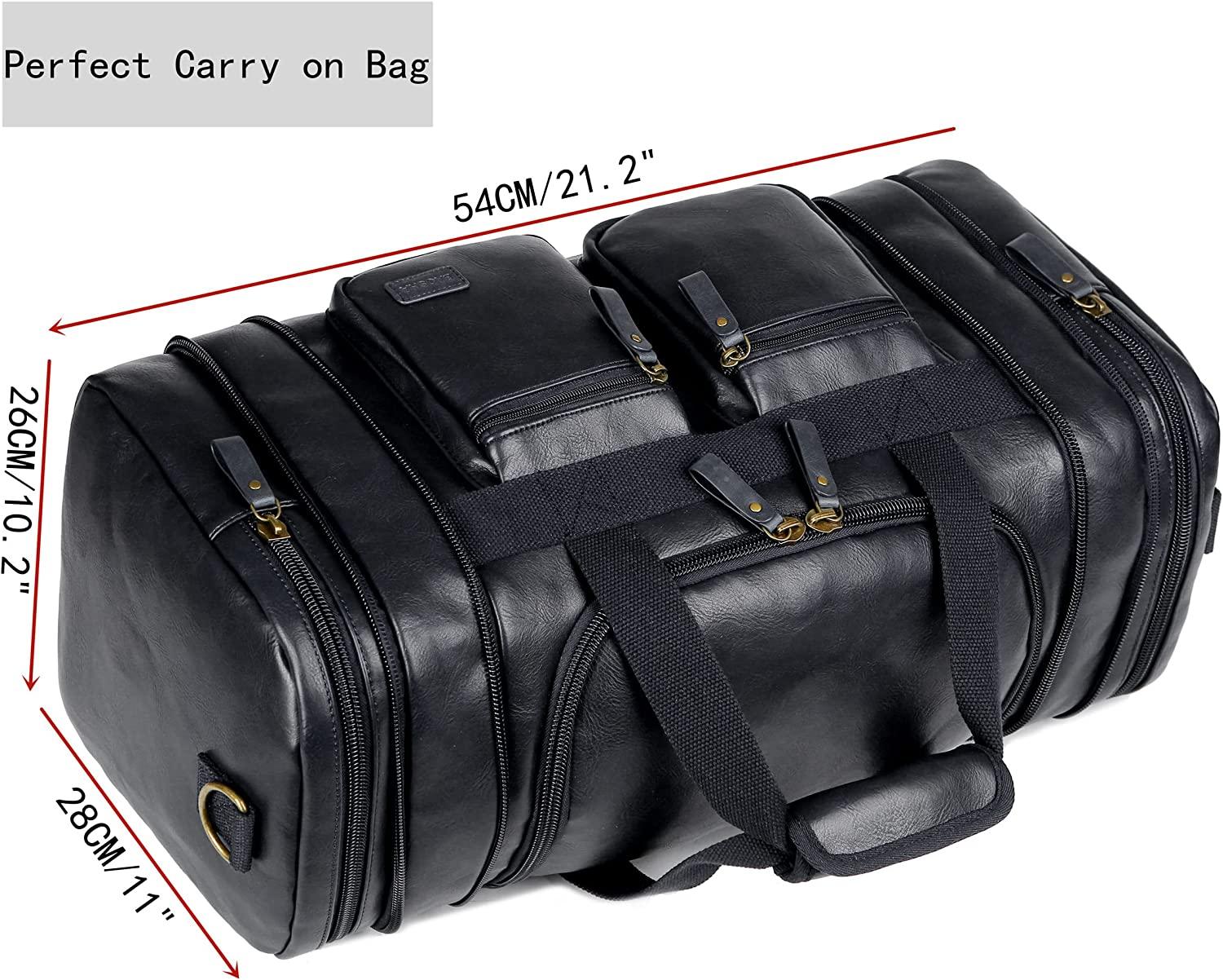 FR Fashion Co. 21" Men's Leather Expandable Duffel Bag - FR Fashion Co.