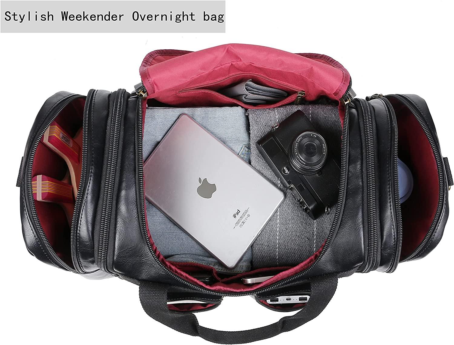 FR Fashion Co. 21" Men's Leather Expandable Duffel Bag - FR Fashion Co.