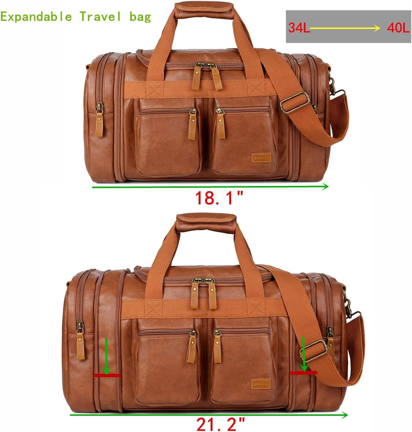 FR Fashion Co. 21" Men's Leather Expandable Duffel Bag - FR Fashion Co.