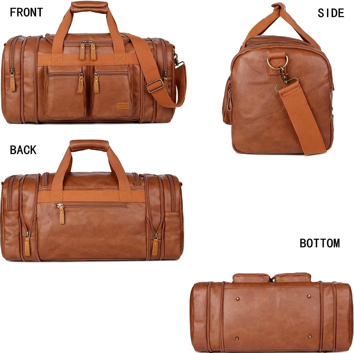 FR Fashion Co. 21" Men's Leather Expandable Duffel Bag - FR Fashion Co.