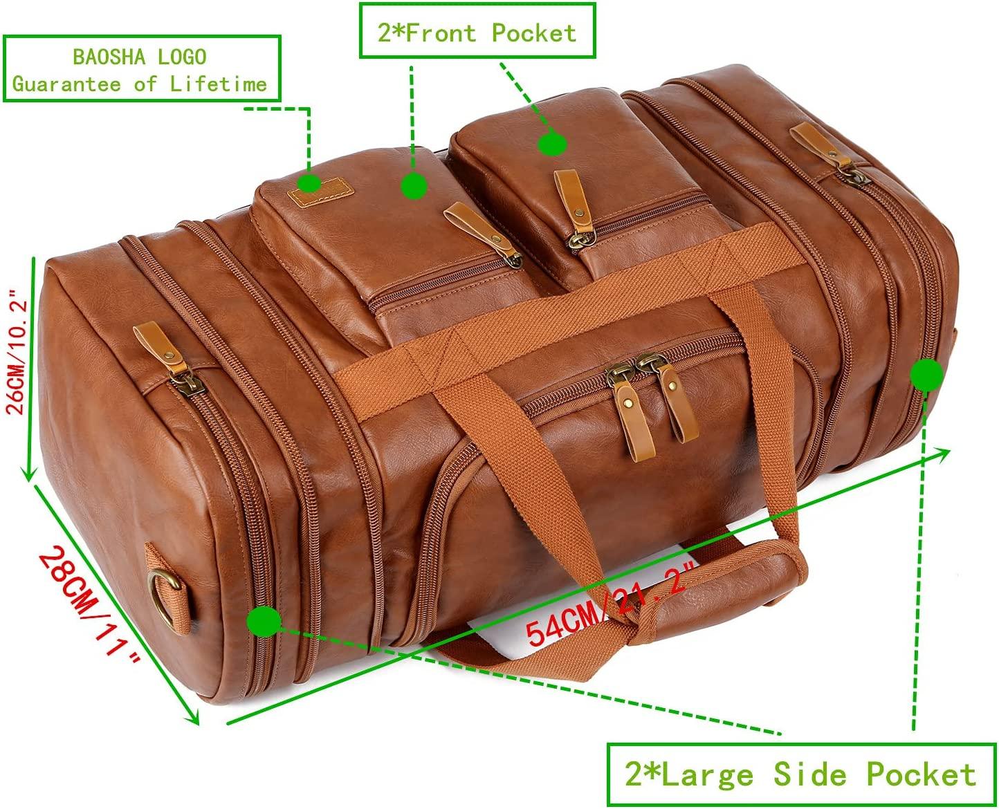 FR Fashion Co. 21" Men's Leather Expandable Duffel Bag - FR Fashion Co.