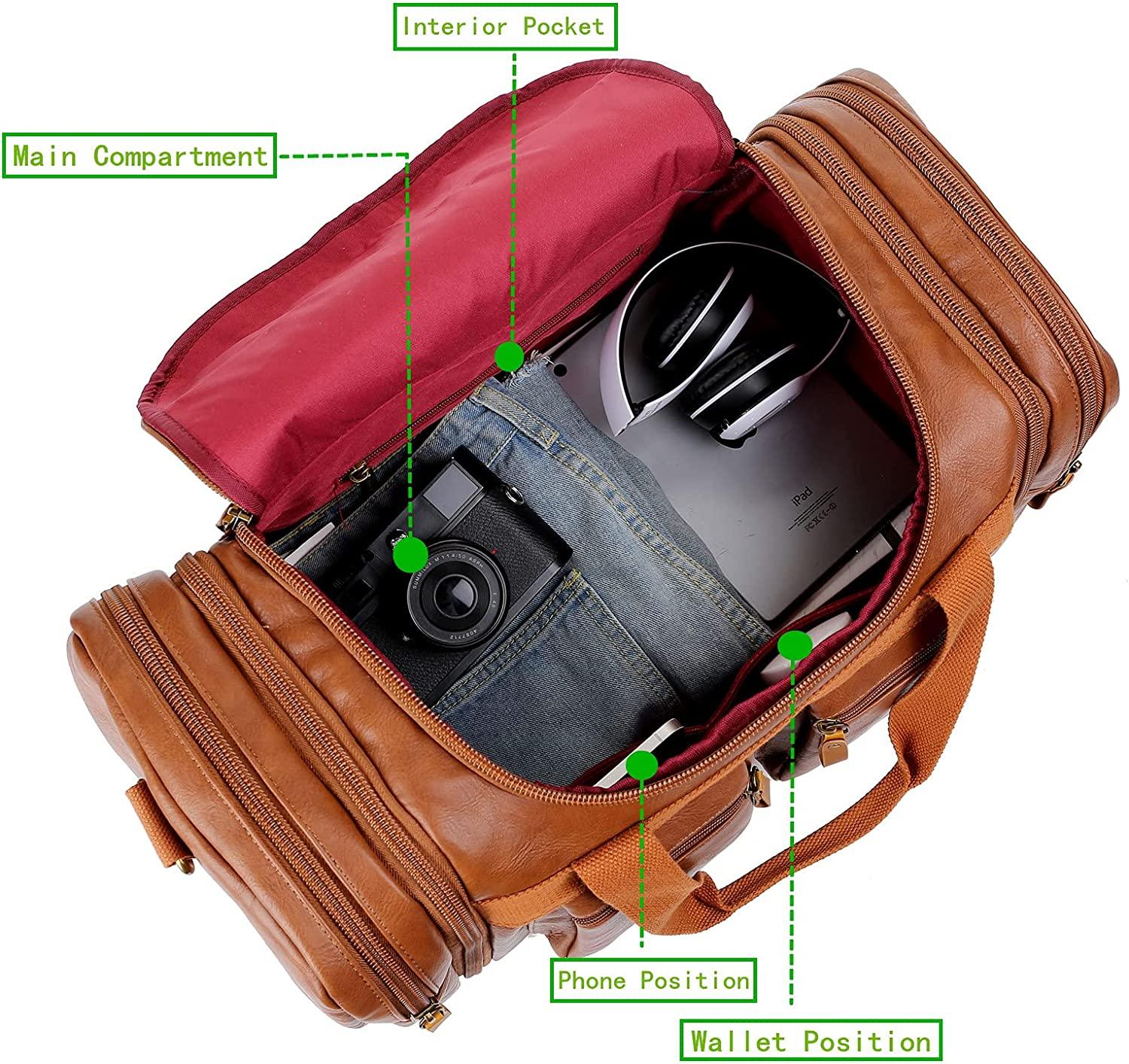 FR Fashion Co. 21" Men's Leather Expandable Duffel Bag - FR Fashion Co.