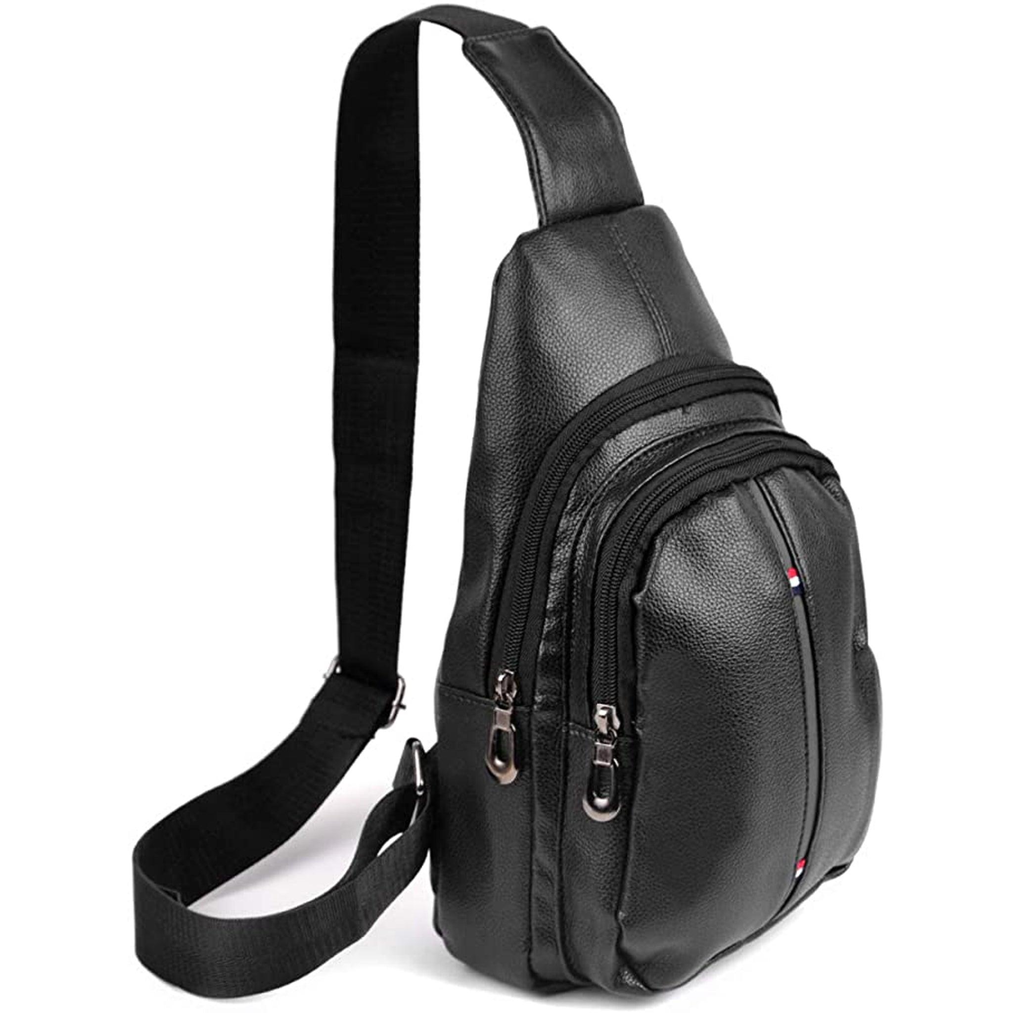 FR Fashion Co. 12" Men's Classic Leather Design Crossbody Sling Bag - FR Fashion Co.