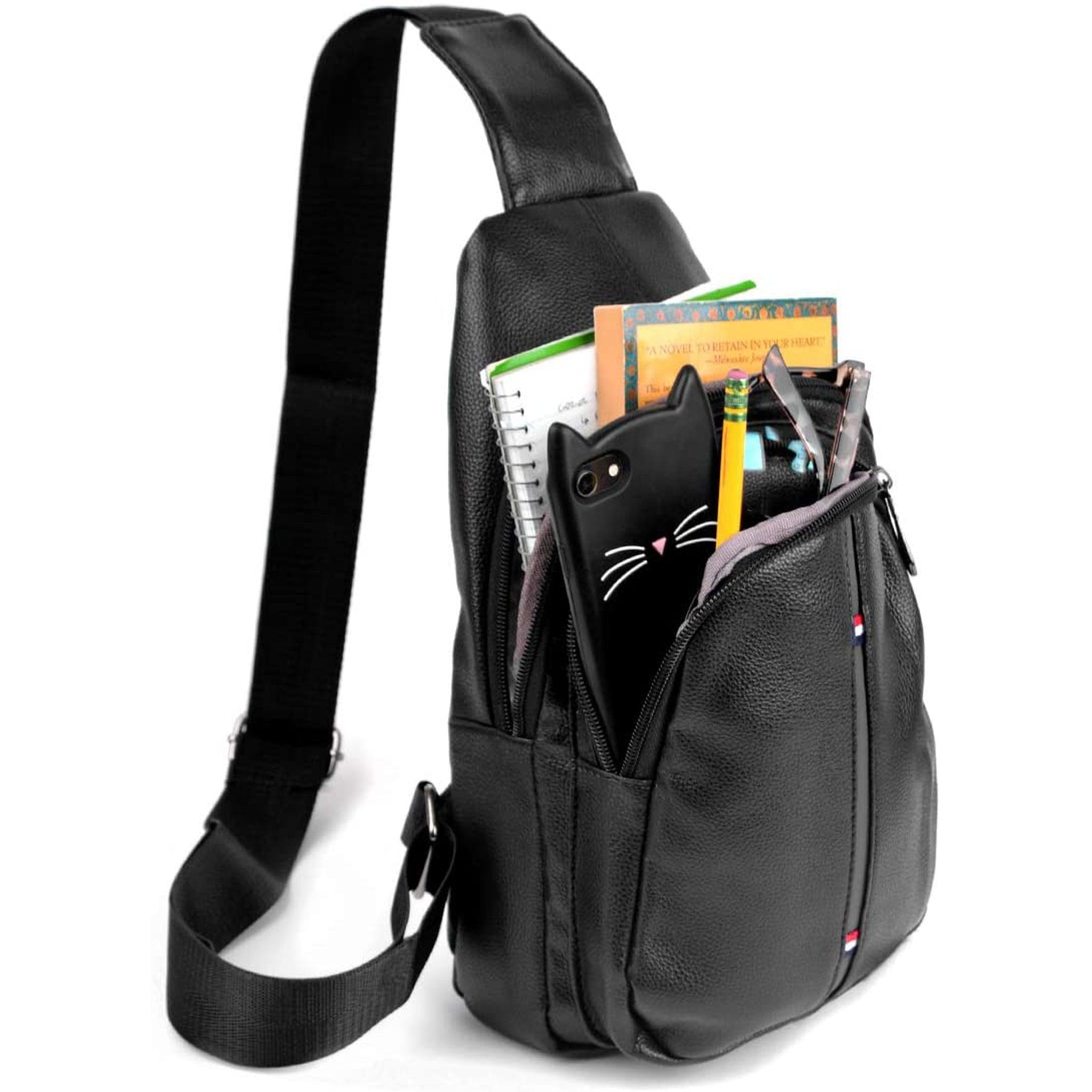 FR Fashion Co. 12" Men's Classic Leather Design Crossbody Sling Bag - FR Fashion Co.
