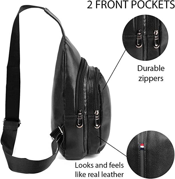 FR Fashion Co. 12" Men's Classic Leather Design Crossbody Sling Bag - FR Fashion Co.