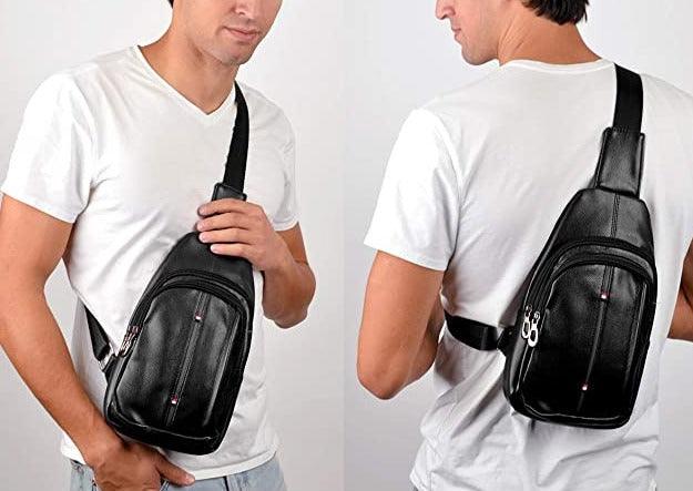 FR Fashion Co. 12" Men's Classic Leather Design Crossbody Sling Bag - FR Fashion Co.