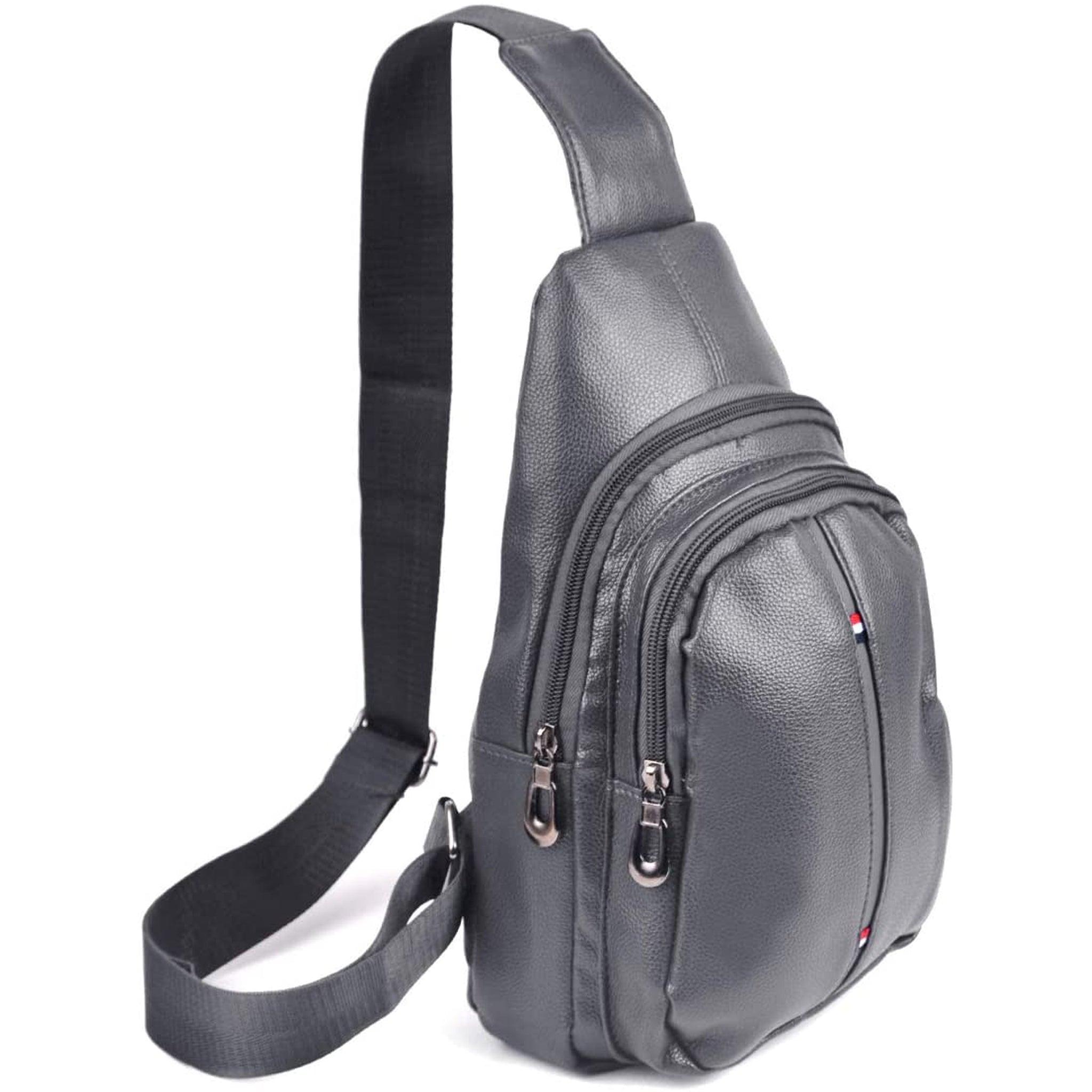 FR Fashion Co. 12" Men's Classic Leather Design Crossbody Sling Bag - FR Fashion Co.