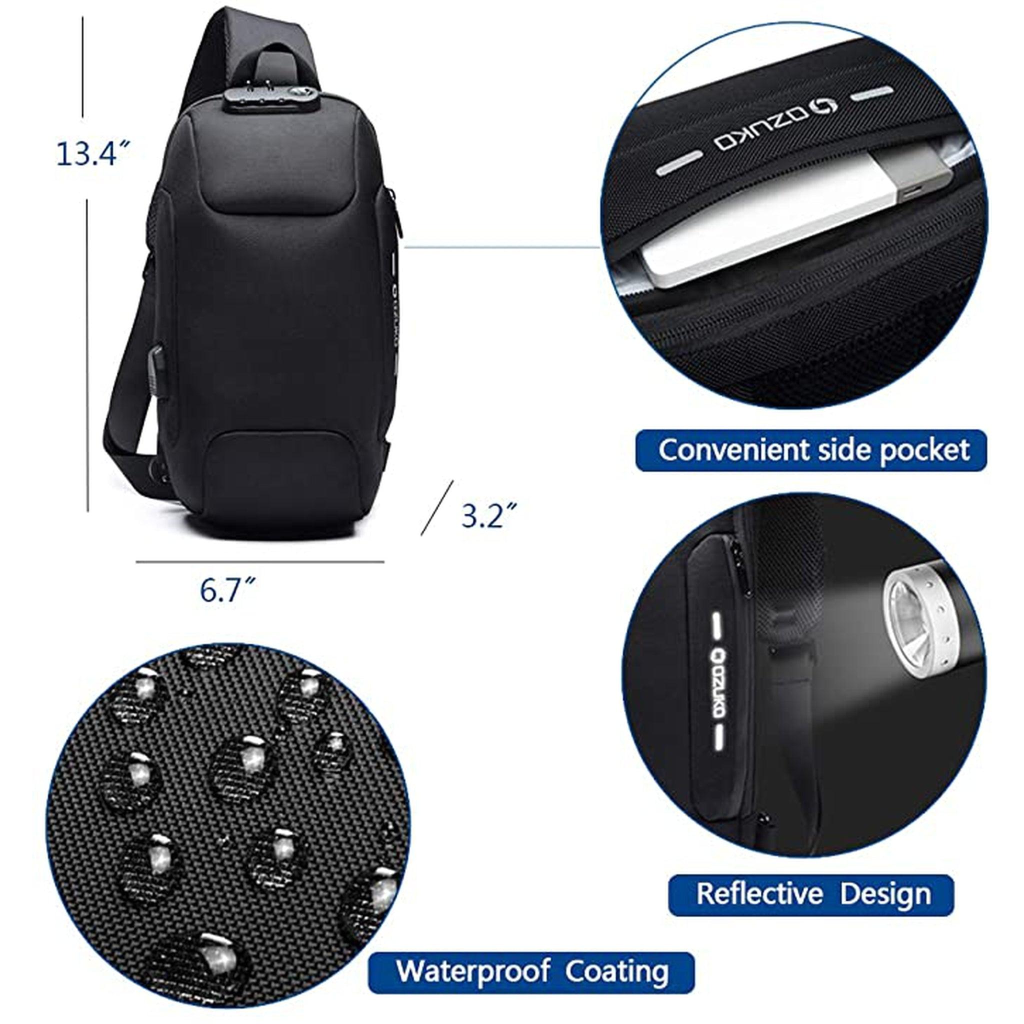 FR Fashion Co. 13" Men's Functional Anti-Theft Crossbody Sling Bag - FR Fashion Co.
