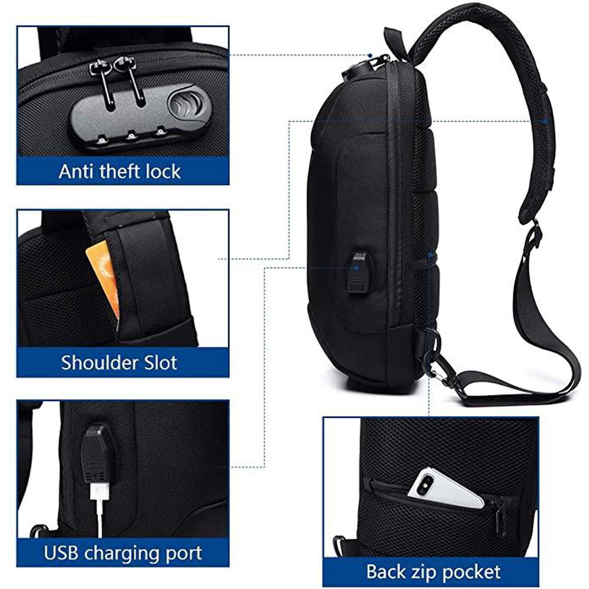 FR Fashion Co. 13" Men's Functional Anti-Theft Crossbody Sling Bag - FR Fashion Co.