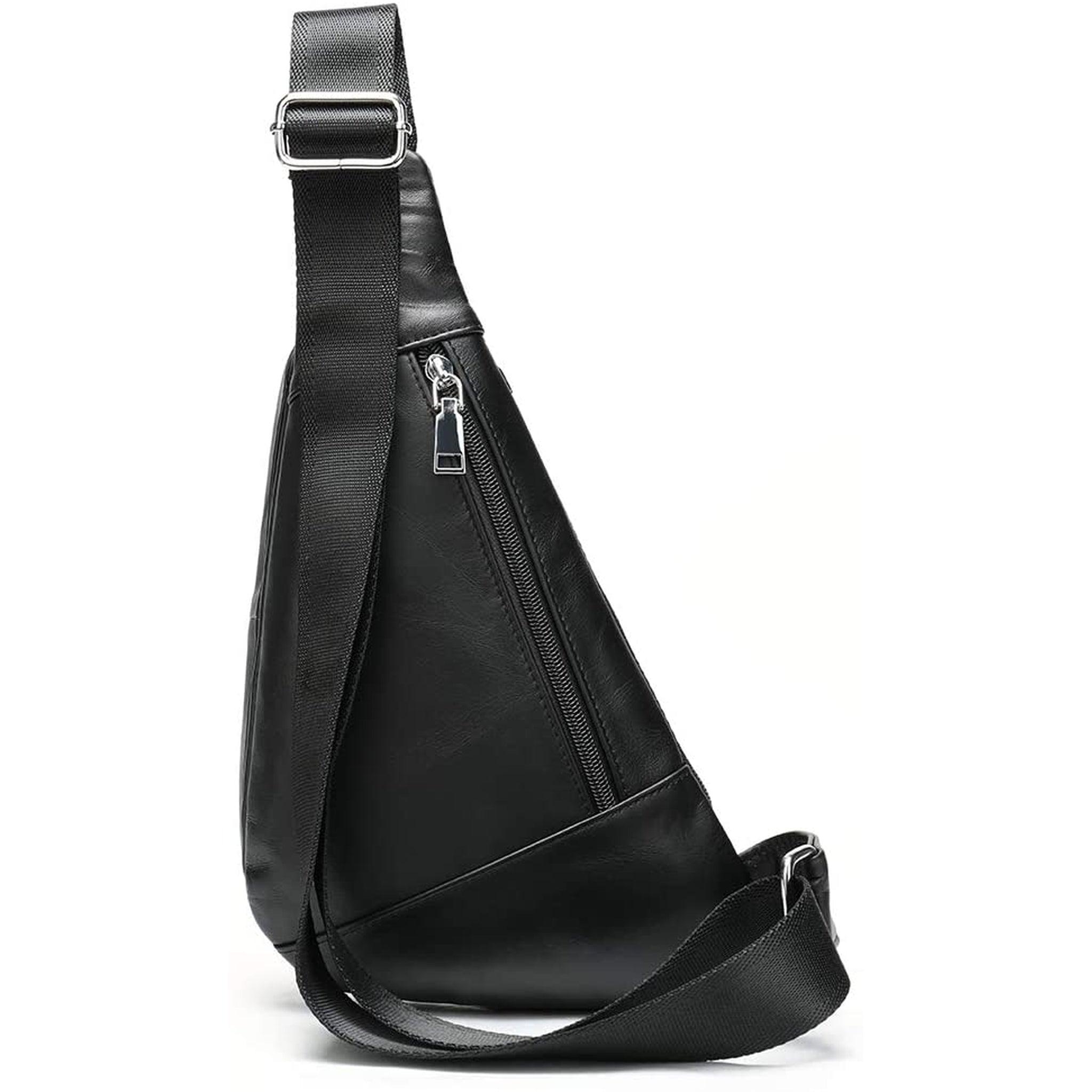 FR Fashion Co. 13" Triangle Design Leather Crossbody Sling Bag - FR Fashion Co.