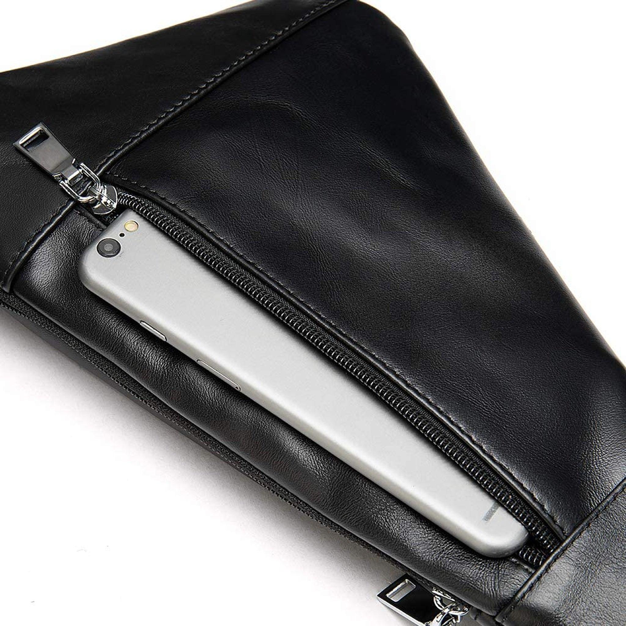 FR Fashion Co. 13" Triangle Design Leather Crossbody Sling Bag - FR Fashion Co.