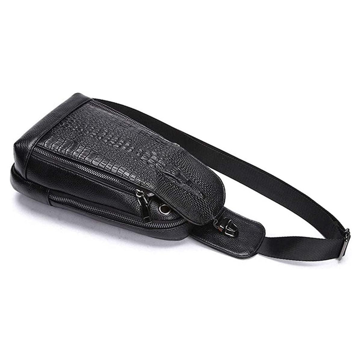 FR Fashion Co. 14" Crocodile Pattern Genuine Leather Crossbody Sling Bag - FR Fashion Co.