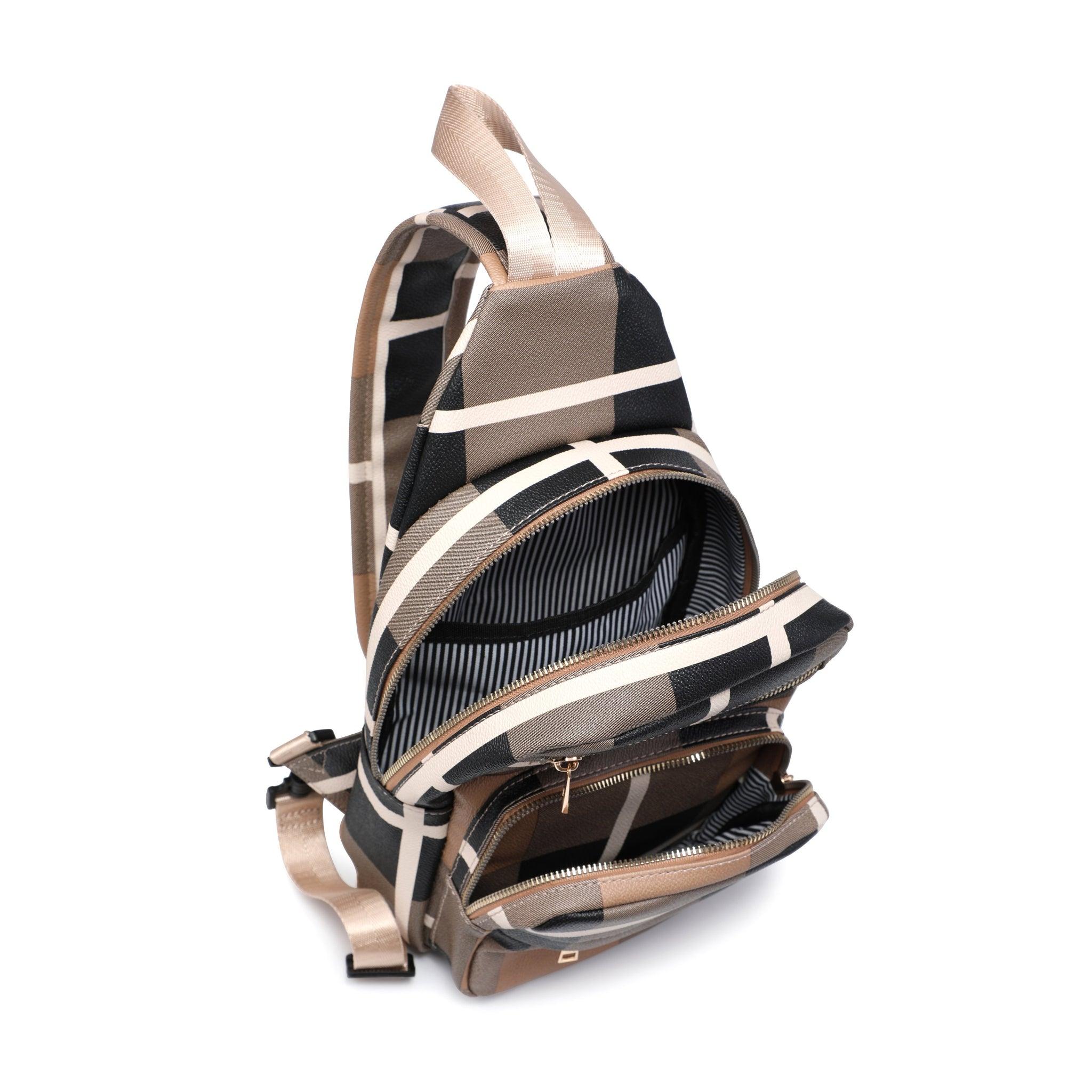 FR Fashion Co. 14" Women's Retro Plaid Leather Crossbody Sling Bag - FR Fashion Co.