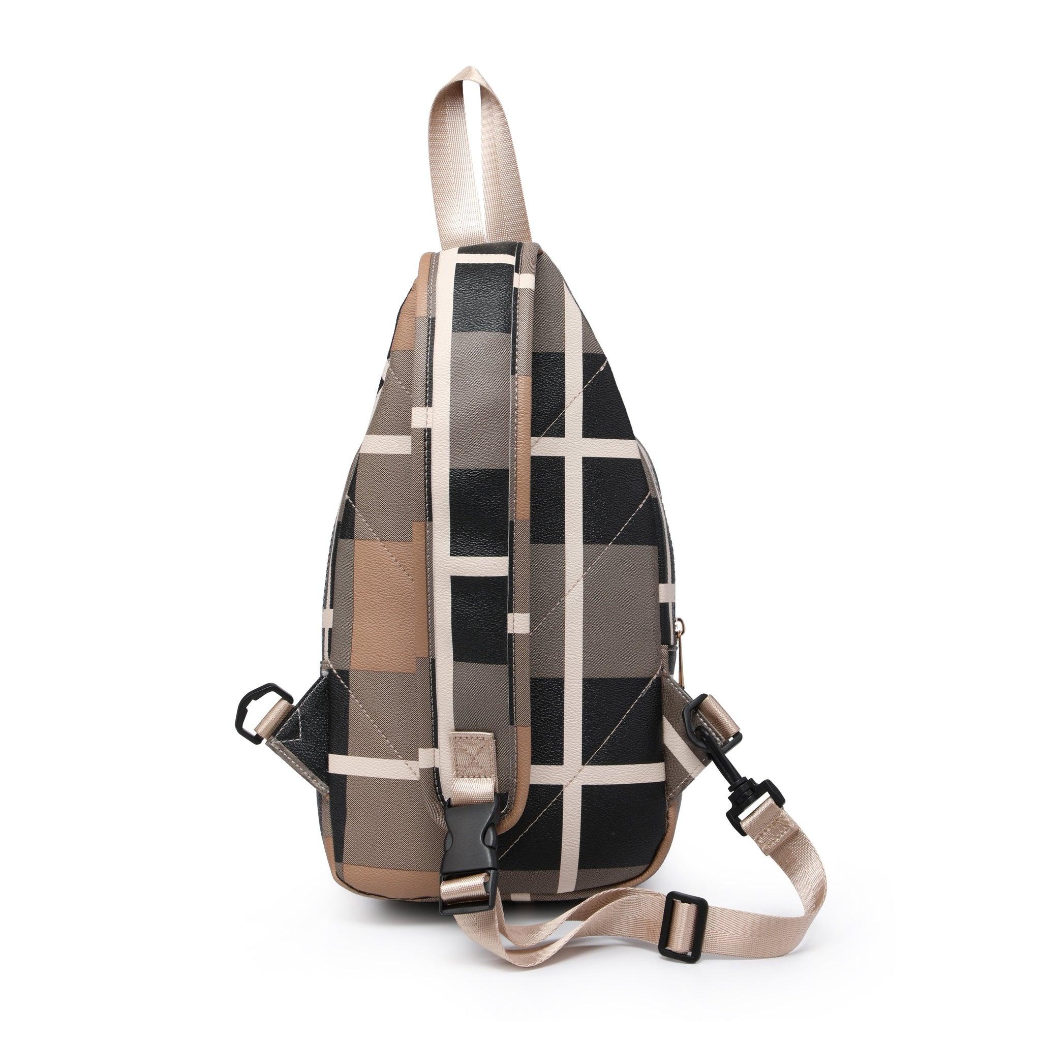 FR Fashion Co. 14" Women's Retro Plaid Leather Crossbody Sling Bag - FR Fashion Co.