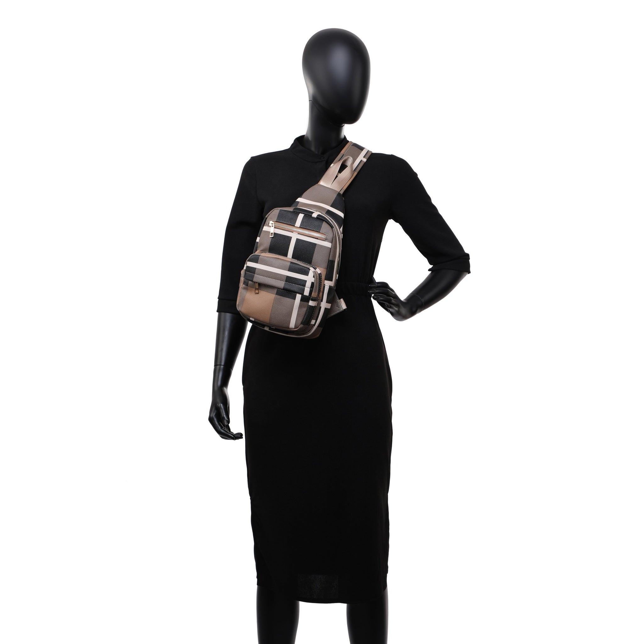 FR Fashion Co. 14" Women's Retro Plaid Leather Crossbody Sling Bag - FR Fashion Co.