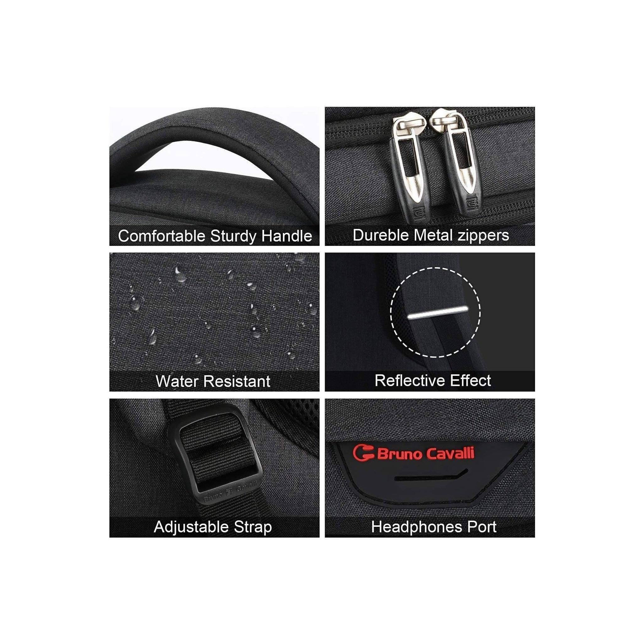 Men's black anti-theft travel backpack — water-resistant fabric, metal zippers, adjustable strap | FR Fashion Co.
