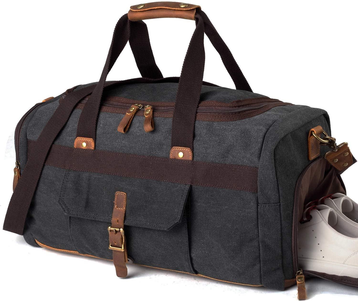 Shoe Compartment Canvas Duffle Bag - FR Fashion Co.