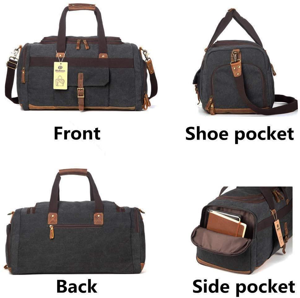 Shoe Compartment Canvas Duffle Bag - FR Fashion Co.