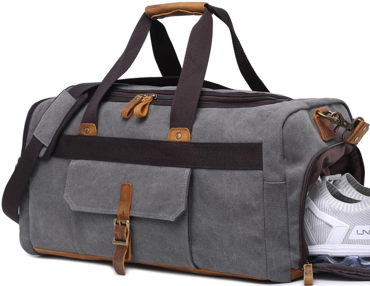 Shoe Compartment Canvas Duffle Bag - FR Fashion Co.