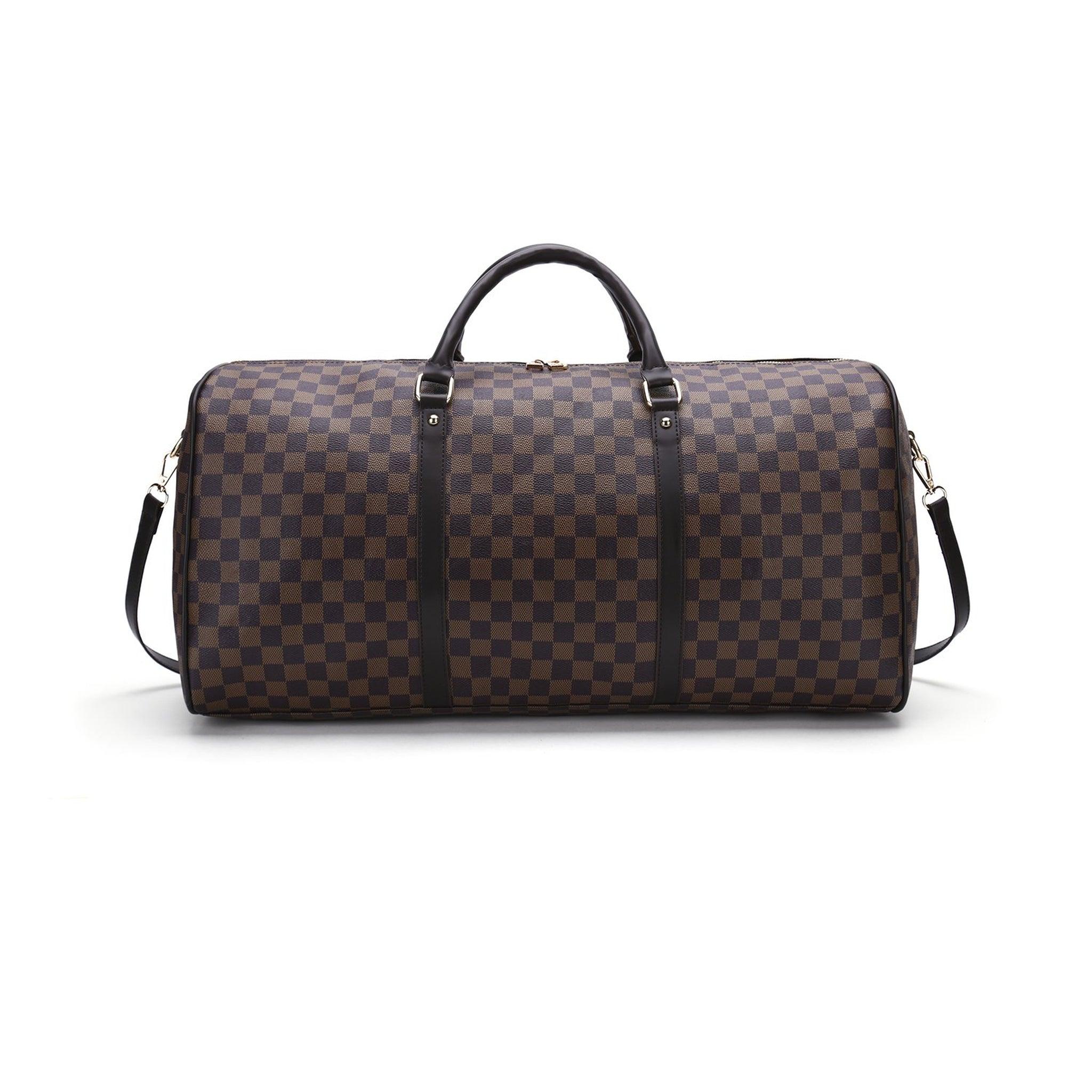 Checkered Print Travel Duffle Bag - FR Fashion Co.