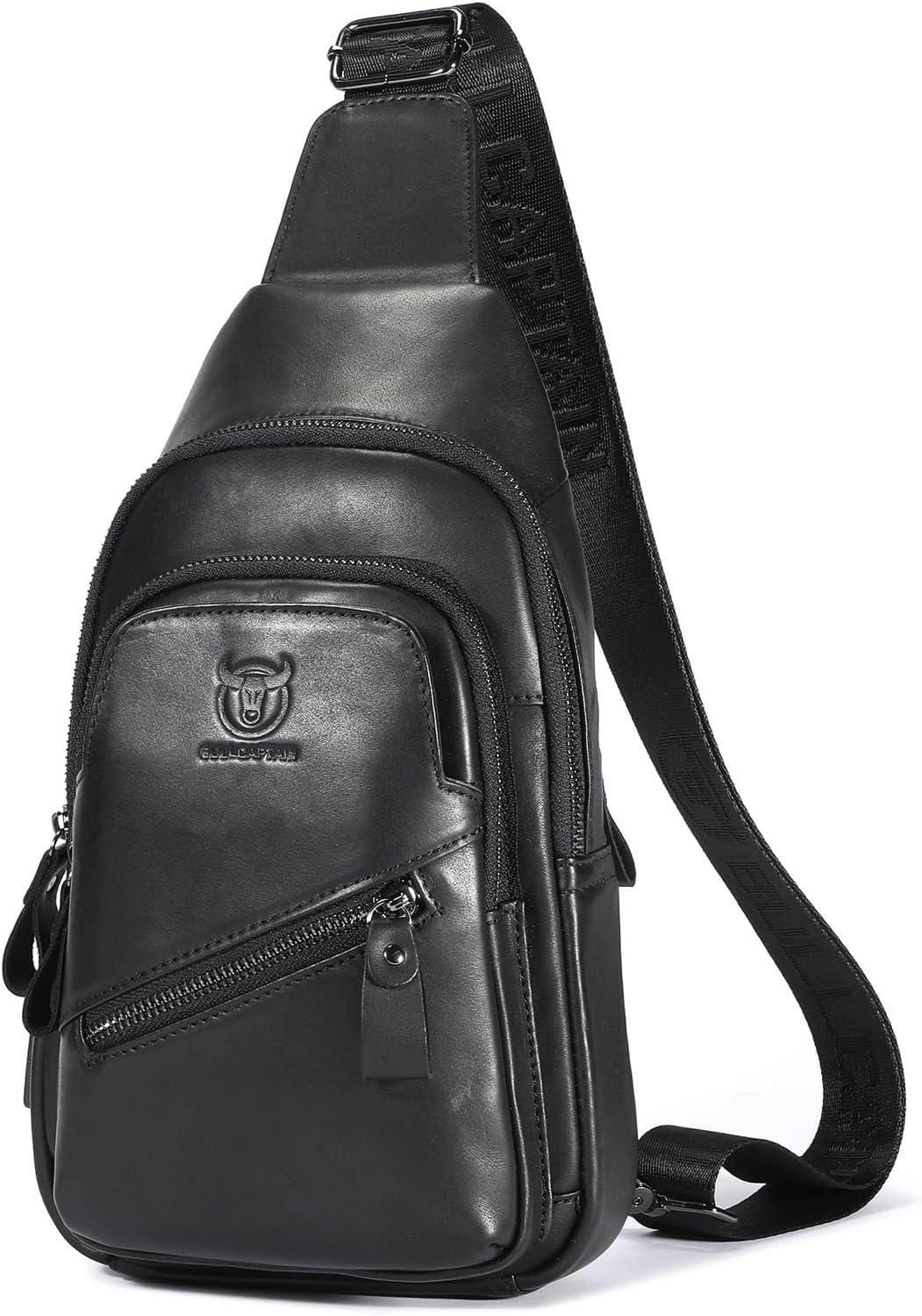 FR Fashion Co. 12" Men's Leather Crossbody Chest Bag - FR Fashion Co. 