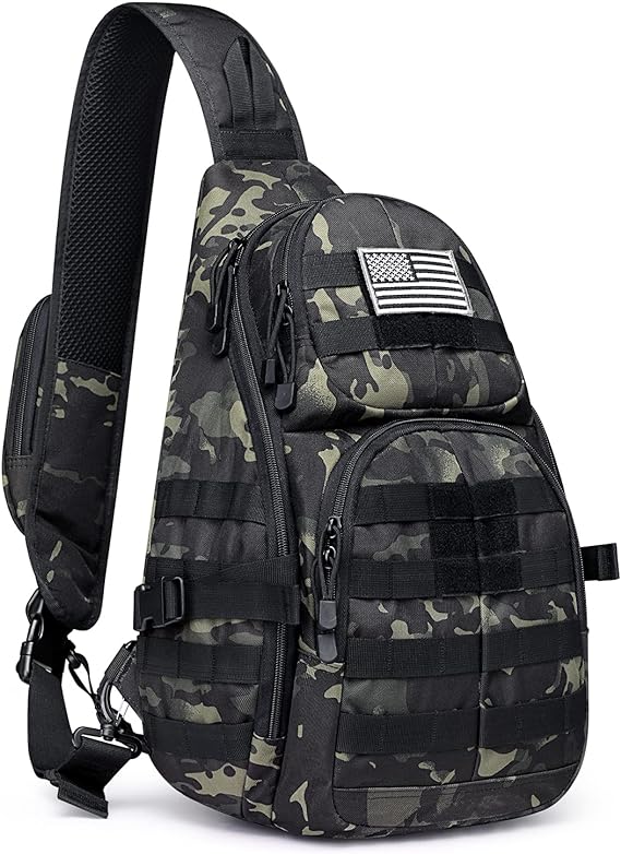 FR Fashion Co. 13" Men's MOLLE Tactical Rover Shoulder Crossbody Sling Bag