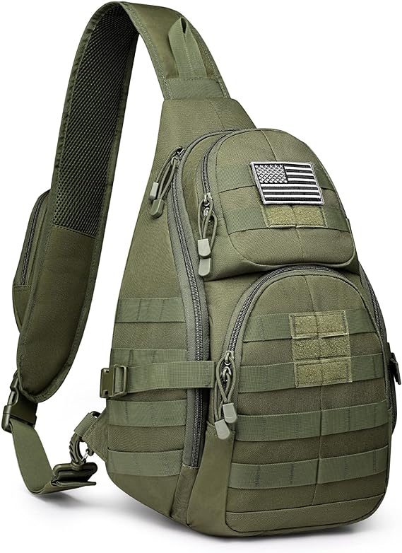 FR Fashion Co. 13" Men's MOLLE Tactical Rover Shoulder Crossbody Sling Bag