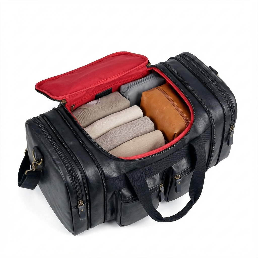 Men's 40L Expandable Vegan Leather Duffel Men's 40L Expandable Vegan Leather Duffel