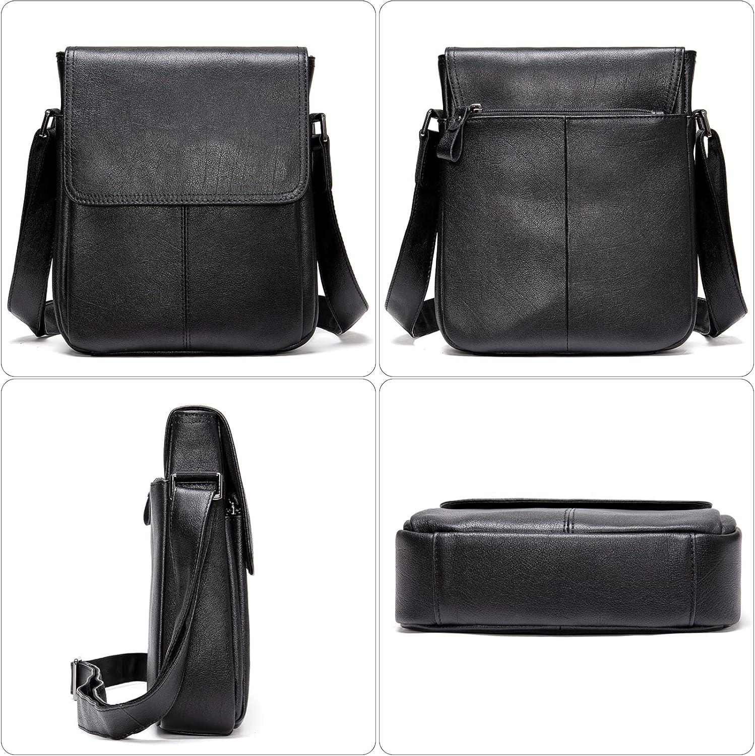 FR Fashion Co. 10" Men's Leather Crossbody Messenger Sling Bag - FR Fashion Co. 