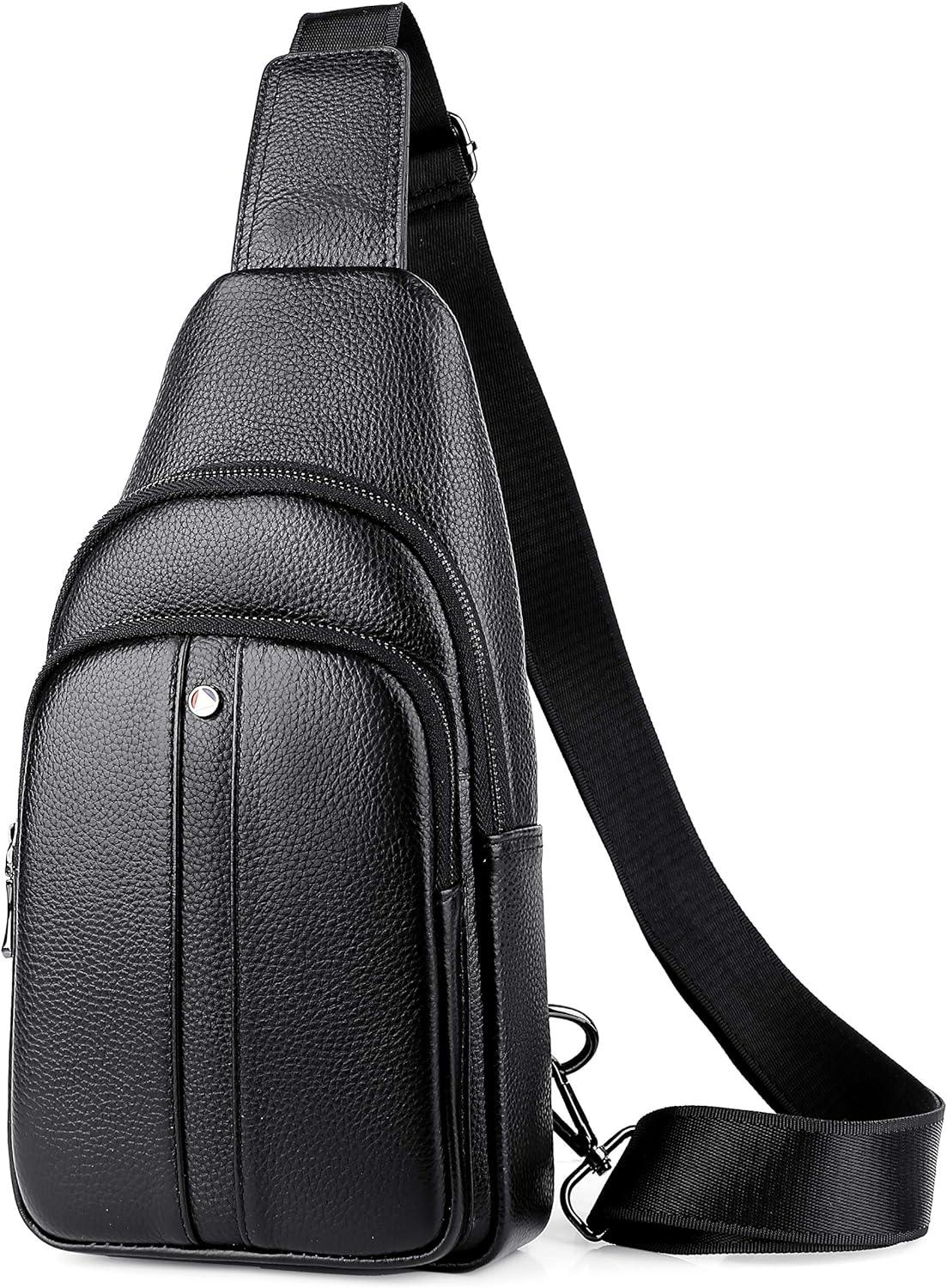 FR Fashion Co. 11" Men's Leather Classic Crossbody Sling Bag - FR Fashion Co. 