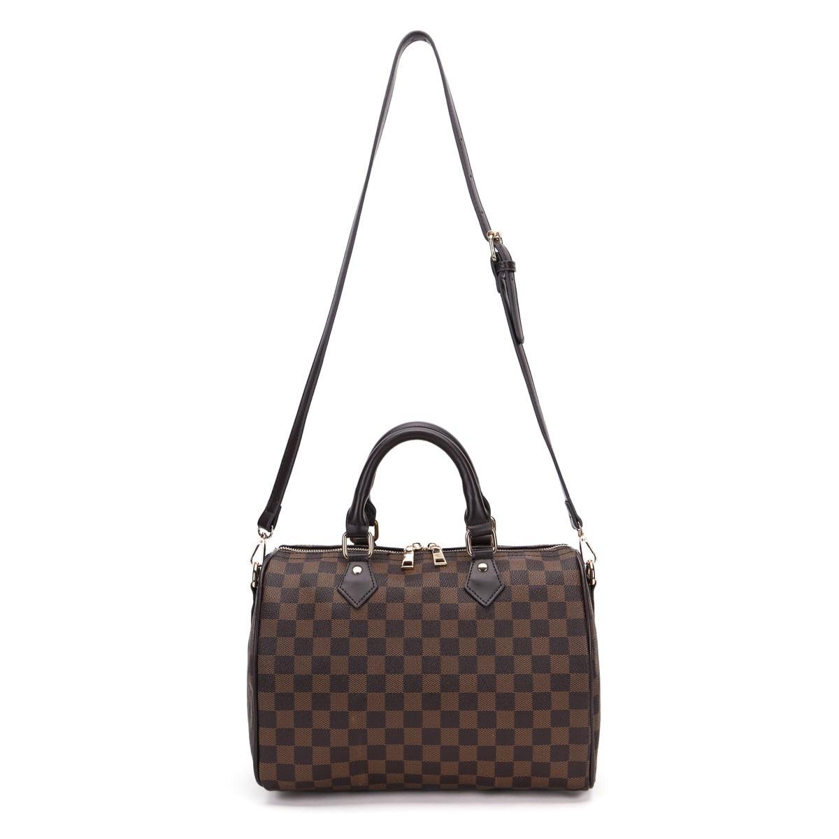 FR Fashion Co. 11" Women's Checkered Tote Shoulder Bag with Inner Pouch - FR Fashion Co. 