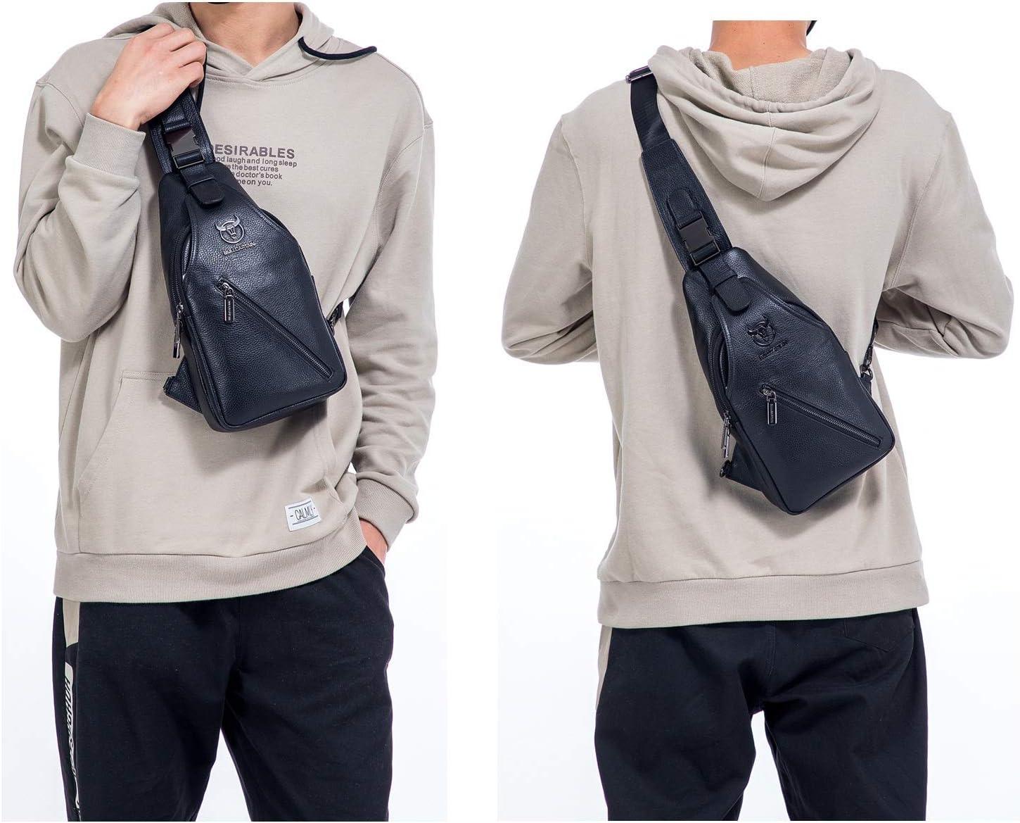FR Fashion Co. 12" Men's Leather Casual Crossbody Sling Bag - FR Fashion Co. 