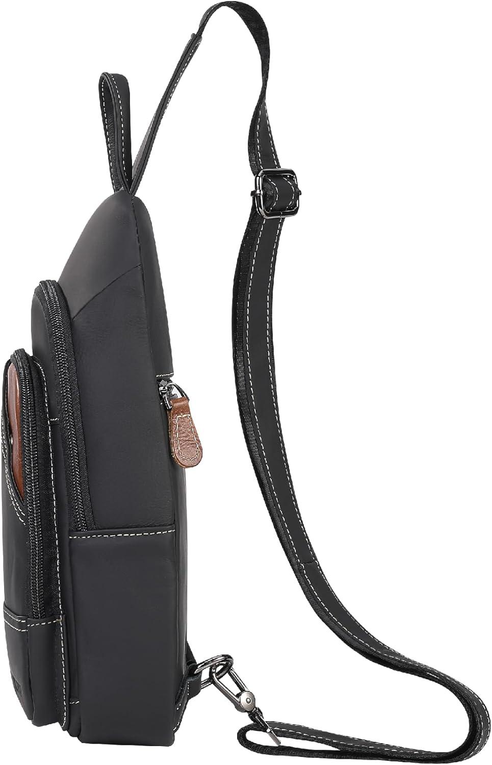FR Fashion Co. 12" Men's Leather Casual Sling Bag - FR Fashion Co. 